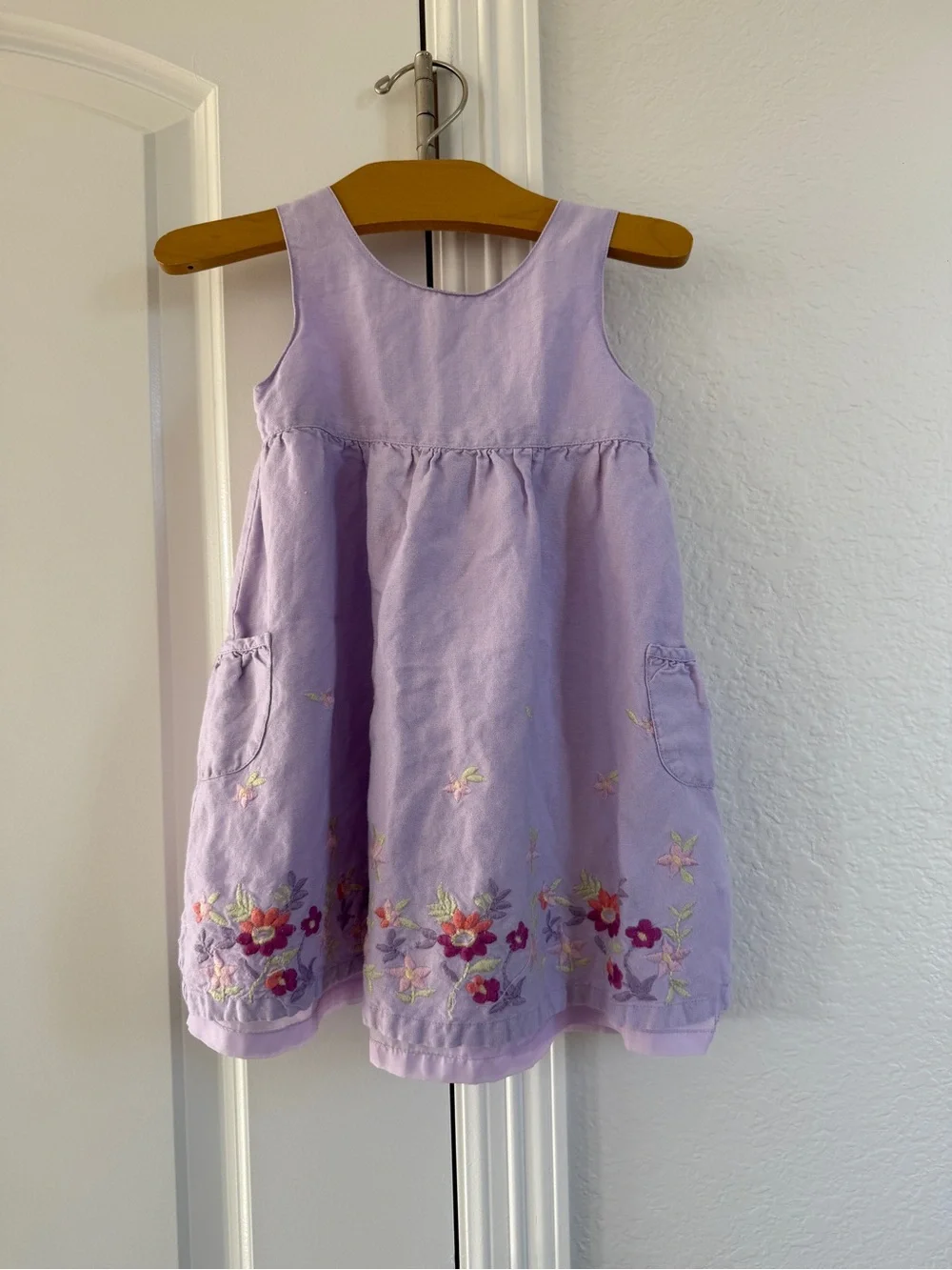 Old Navy vintage embroidered purple floral wedding flower girl dress